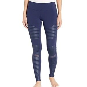 Alo Yoga High-Waist Moto Mesh Legging Navy Size S Full Length 28" Inseam Active